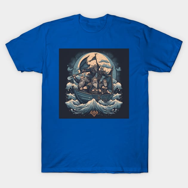 Viking Raiders on Longships T-Shirt by Grassroots Green